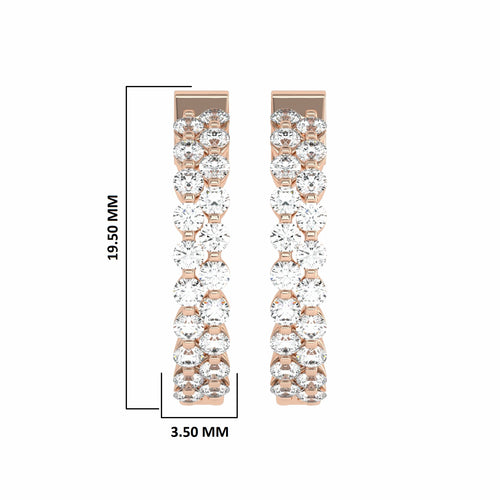 1 1/2 CT. Round Lab Created Diamond Double Row Hoop Earrings