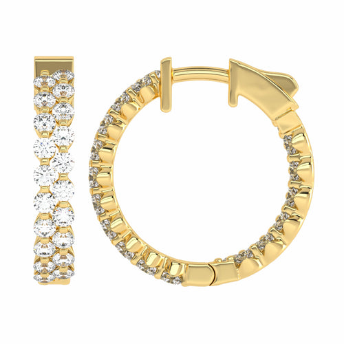 1 1/2 CT. Round Lab Created Diamond Double Row Hoop Earrings