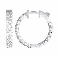 1 1/2 CT. Round Lab Created Diamond Double Row Hoop Earrings