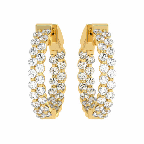 1 1/2 CT. Round Lab Created Diamond Double Row Hoop Earrings