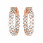 1 1/2 CT. Round Diamond Double Row Hoop Earrings