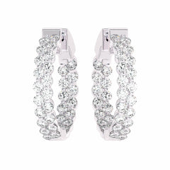 1 1/2 CT. Round Lab Created Diamond Double Row Hoop Earrings