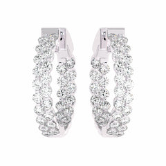 1 1/2 CT. Round Lab Created Diamond Double Row Hoop Earrings