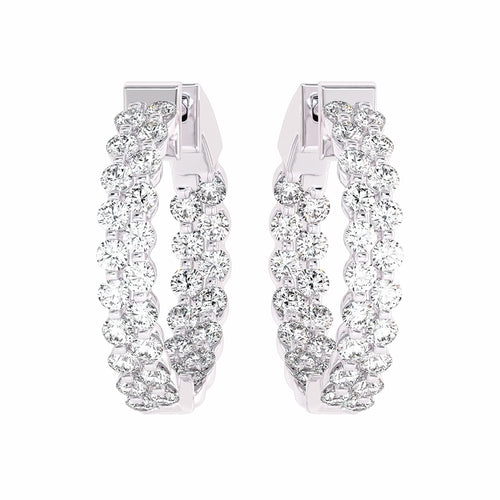 1 1/2 CT. Round Lab Created Diamond Double Row Hoop Earrings