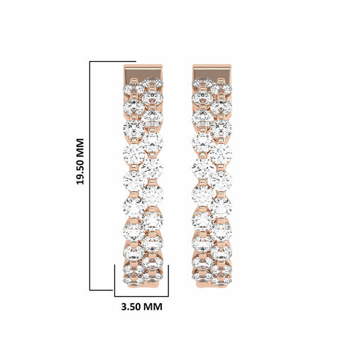 1 1/2 CT. Round Lab Created Diamond Double Row Hoop Earrings