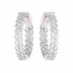 1 1/2 CT. Round Lab Created Diamond Double Row Hoop Earrings