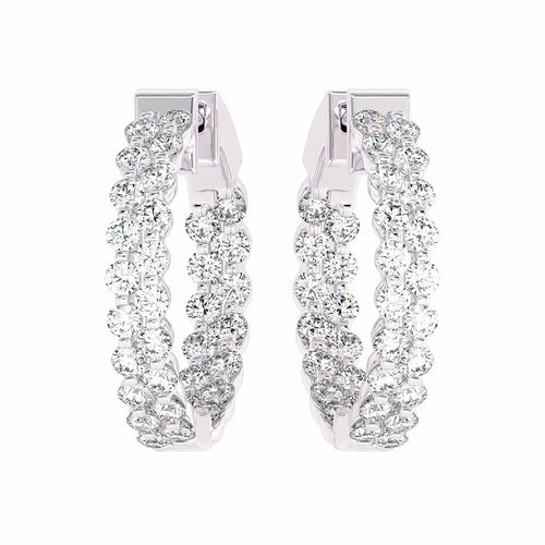 1 1/2 CT. Round Lab Created Diamond Double Row Hoop Earrings