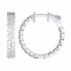1 1/2 CT. Round Lab Created Diamond Double Row Hoop Earrings