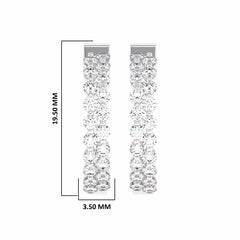 1 1/2 CT. Round Lab Created Diamond Double Row Hoop Earrings