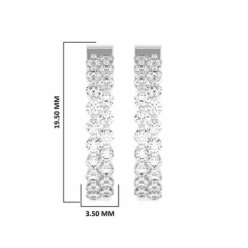 1 1/2 CT. Round Lab Created Diamond Double Row Hoop Earrings