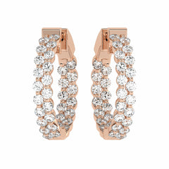 1 1/2 CT. Round Lab Created Diamond Double Row Hoop Earrings