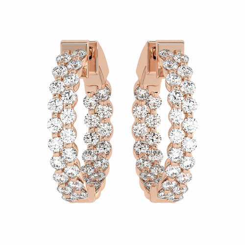1 1/2 CT. Round Lab Created Diamond Double Row Hoop Earrings