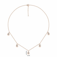 1/2 CT. Lab Created Round Diamond Studded Teardrops Motifs Designer Necklace