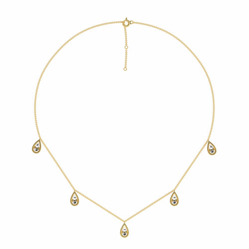 1/2 CT. Lab Created Round Diamond Studded Teardrops Motifs Designer Necklace