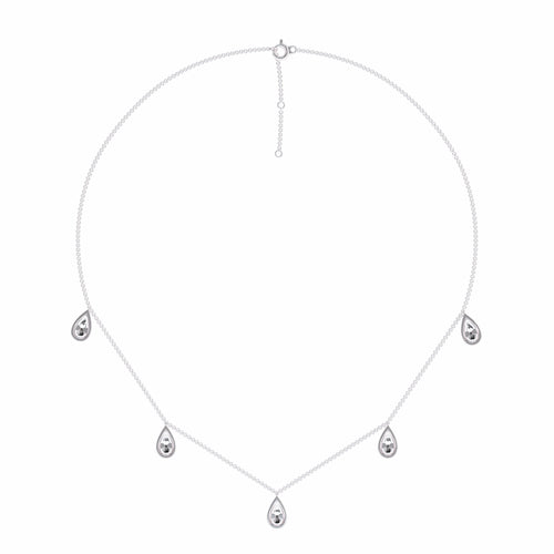 1/2 CT. Lab Created Round Diamond Studded Teardrops Motifs Designer Necklace