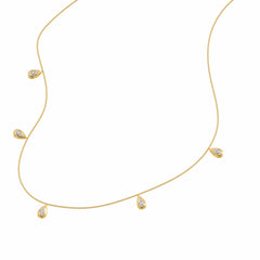 1/2 CT. Lab Created Round Diamond Studded Teardrops Motifs Designer Necklace