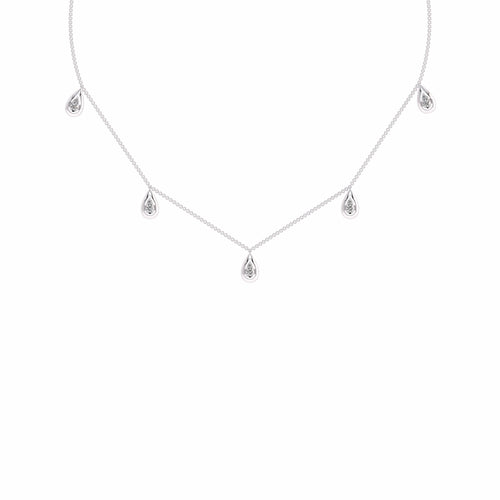 1/2 CT. Lab Created Round Diamond Studded Teardrops Motifs Designer Necklace