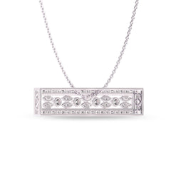 1 CT. Natural Round and Baguette Diamond Studded Designer Bar Necklace