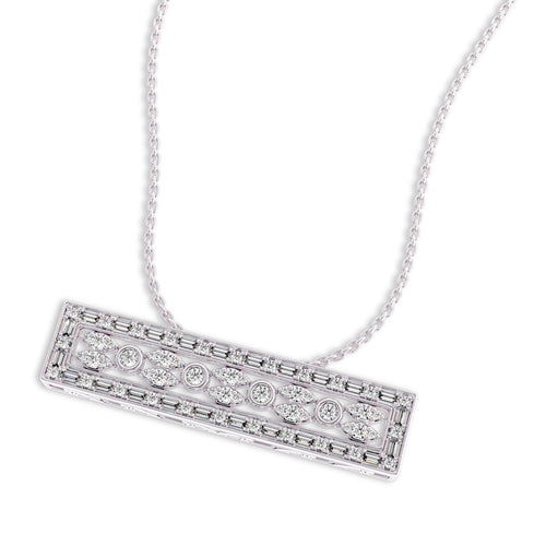 1 CT. Lab Created Round and Baguette Diamond Studded Designer Bar Necklace