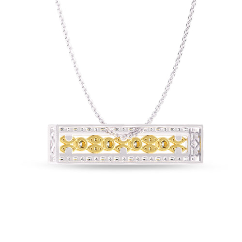 1 CT. Natural Round and Baguette Diamond Studded Designer Bar Necklace