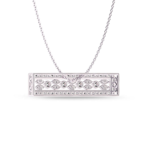 1 CT. Natural Round and Baguette Diamond Studded Designer Bar Necklace