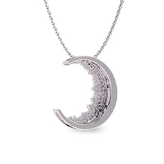 1/2 CT. Lab Created Round Diamond Studded Crescent Moon Designer Pendant