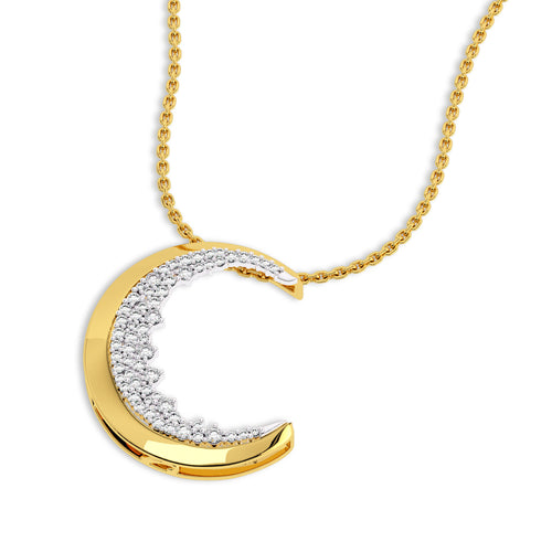1/2 CT. Lab Created Round Diamond Studded Crescent Moon Designer Pendant