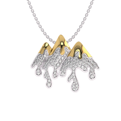 1 CT. Lab Created Diamond Round Diamond Studded Melting Ice Mountain Charm Pendant