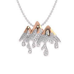 1 CT. Lab Created Diamond Round Diamond Studded Melting Ice Mountain Charm Pendant