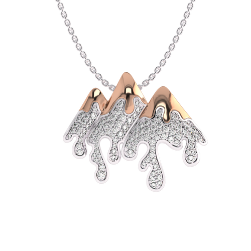 1 CT. Lab Created Diamond Round Diamond Studded Melting Ice Mountain Charm Pendant