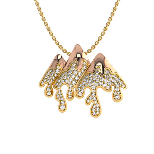 1 CT. Lab Created Diamond Round Diamond Studded Melting Ice Mountain Charm Pendant