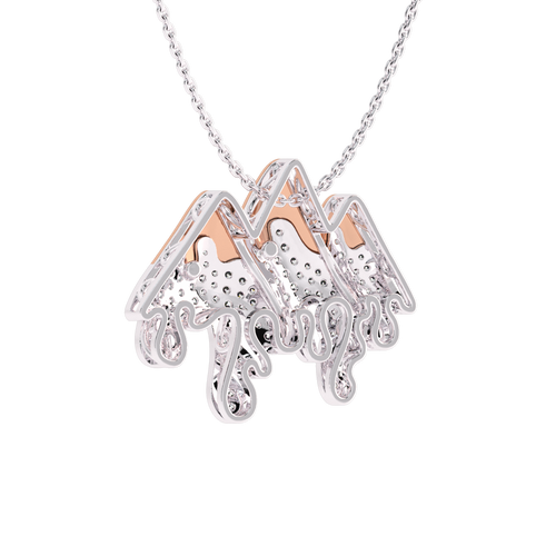 1 CT. Lab Created Diamond Round Diamond Studded Melting Ice Mountain Charm Pendant