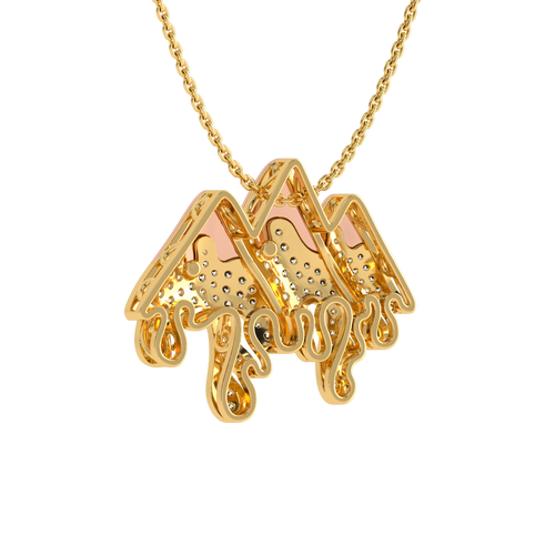 1 CT. Lab Created Diamond Round Diamond Studded Melting Ice Mountain Charm Pendant