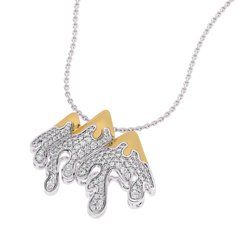 1 CT. Lab Created Diamond Round Diamond Studded Melting Ice Mountain Charm Pendant