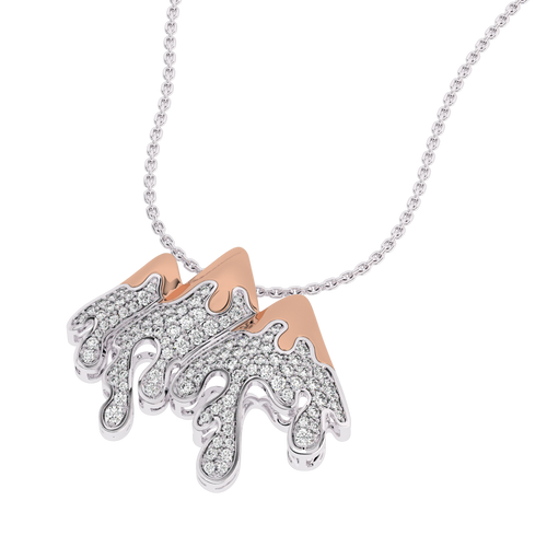 1 CT. Lab Created Diamond Round Diamond Studded Melting Ice Mountain Charm Pendant