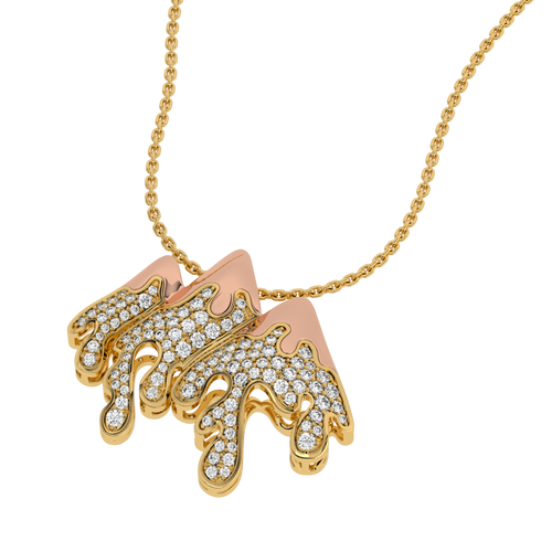 1 CT. Lab Created Diamond Round Diamond Studded Melting Ice Mountain Charm Pendant