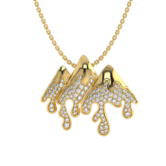 1 CT. Natural Diamond Round Diamond Studded Melting Ice Mountain Charm Pendant