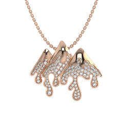 1 CT. Natural Diamond Round Diamond Studded Melting Ice Mountain Charm Pendant