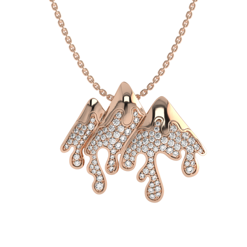 1 CT. Natural Diamond Round Diamond Studded Melting Ice Mountain Charm Pendant