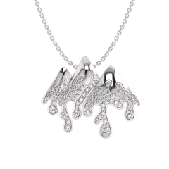 1 CT. Natural Diamond Round Diamond Studded Melting Ice Mountain Charm Pendant