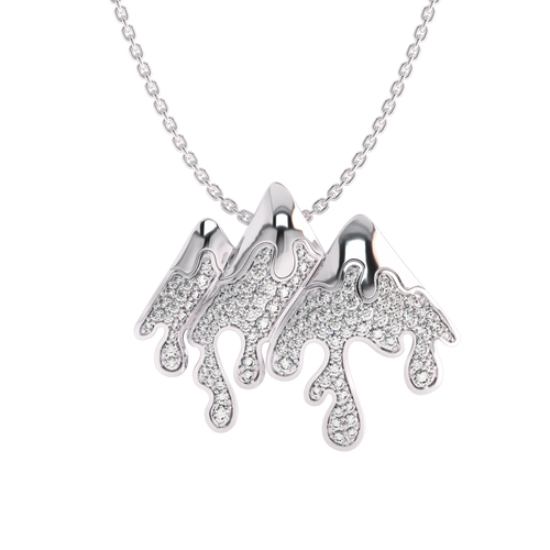 1 CT. Natural Diamond Round Diamond Studded Melting Ice Mountain Charm Pendant