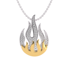 5/8 CT. Lab Created Round Diamond Studded Fire Flame Designer Pendant