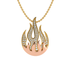 5/8 CT. Lab Created Round Diamond Studded Fire Flame Designer Pendant