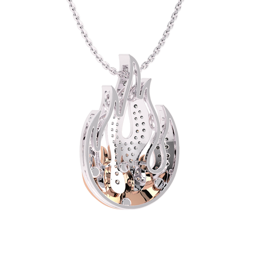5/8 CT. Lab Created Round Diamond Studded Fire Flame Designer Pendant