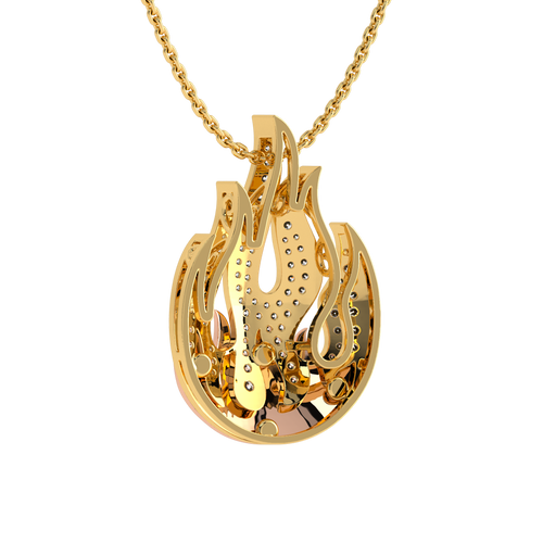 5/8 CT. Lab Created Round Diamond Studded Fire Flame Designer Pendant