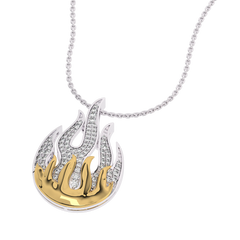 5/8 CT. Lab Created Round Diamond Studded Fire Flame Designer Pendant