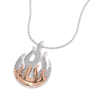 5/8 CT. Natural Round Diamond Studded Fire Flame Designer Pendant