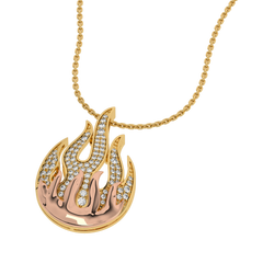 5/8 CT. Lab Created Round Diamond Studded Fire Flame Designer Pendant