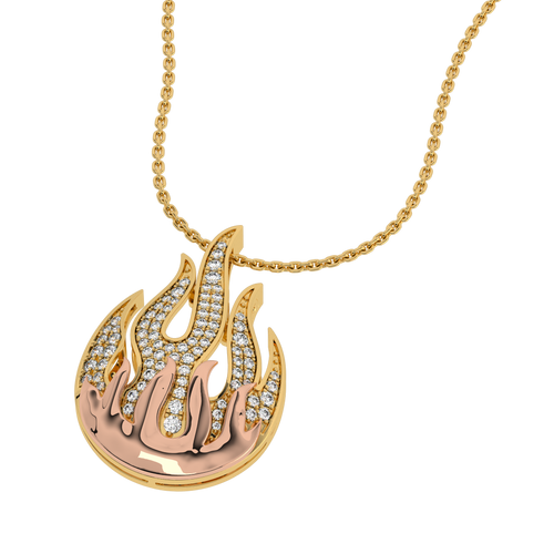 5/8 CT. Lab Created Round Diamond Studded Fire Flame Designer Pendant