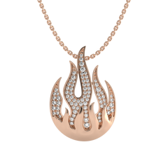 5/8 CT. Lab Created Round Diamond Studded Fire Flame Designer Pendant